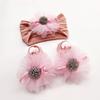 Set de Diadema para Bebé y Calcetines Antideslizantes Diadema Protectora de Fontanela 0-1 Año Adorable Flor Grande de Chifón Accesorios para el Cabello de Bebé