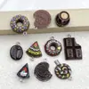 Juguete de Comida Simulada Resina Oreo Pastel de Chocolate Donut Colgante Llavero DIY Adorno Colgante Accesorios