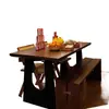 Mesa de jantar em madeira maciça, escrivaninha longa de nogueira para sala de estar, bancada de trabalho, mesa grande para jantar e escrita, mesa de conferência integrada, mesa de escritório