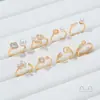 Anillo Titular de Cristal Zirconia Color-Preservante Chapado en Oro 14K Lazo Flor Pequeña Abalorio Anillo de Perlas Hecho a Mano DIY Accesorios