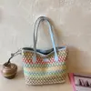 Bolso tejido de gran capacidad para mujer, nuevo modelo 2026, bolso de hombro de gran capacidad, bolso de mano tipo cesta de verduras, bolso de paja de regalo