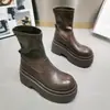 Botas de Moda Estilo Coreano con Suela Mochi para Mujer Impermeables Plataforma Suela Gruesa Botas Cortas para Bajitas de Moda Elásticas Versátiles Botas Adelgazantes