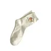 Calcetines Lindos de Dibujos Animados para Mujer, Estilo Otoño e Invierno, Calcetines de Algodón Puro hasta la Pantorrilla, Dulce Estilo Universitario, Calcetines Largos Rayados con Lazo y Perrito