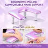 Apoio de mão para nail art em formato de cruz, removível, altura ajustável, para ambas as mãos, superfície inclinada para fototerapia e nail art, apoio de mão em formato de U