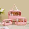 Bolsa de Cosméticos Transparente de PVC Grueso Empalmado Bolsa de Aseo de Viaje Bolsa de Almacenamiento de Cosméticos Multifuncional para Baño