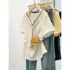 Chal de encaje camiseta azul de manga corta para mujer, nuevo estilo de verano 2026, talla grande, favorecedor y elegante, cubre la barriga