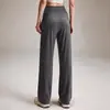 Pantalones de yoga de pierna ancha de cintura alta para mujer, bolsillo trasero, caída fluida, adelgazantes, pantalones de fitness de pierna recta, se pueden usar para salir, pantalones largos deportivos de secado rápido para mujer