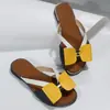 Pantuflas Planas de Talla Grande de Comercio Exterior para Mujer, Nuevo Estilo Punta Redonda con Bloques de Color y Moño, Pantuflas Ligeras para Mujer