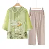 Camisa de Verano para Abuela, Ropa Estilo Chino, Traje de Verano para Madres de Mediana Edad y Mayores, Nuevo Estilo Blusa Holgada para Personas Mayores y Señoras