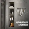 Gabinete de baño montado en la pared de acero inoxidable de lujo ligero estilo europeo, gabinete de almacenamiento de tres niveles con luces para el dormitorio