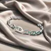 Pulseira Aberta Tendência Europeia e Americana Elegante em Aço Inoxidável com Coração Vazado Criativa Simples em Formato de C Coração de Pêssego para Mulheres