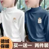 Y2556# Camiseta Básica Masculina de Veludo Gola Semialta Roupas de Outono Inverno com Forro de Lã Roupas Quentes Manga Longa Top Grande para Crianças