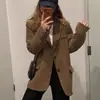 Blazer de lana marrón para mujer, nuevo estilo primavera y otoño 2026, abrigo de lana casual retro coreano petite