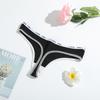 Calcinha fio dental em T feminina confortável com costura canelada na barriga, calcinha fio dental feminina de cintura baixa em algodão respirável, processamento personalizado