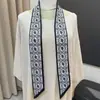 Bufanda larga de seda con estampado de anacardos negros para mujer, nuevo modelo 2026, corbata de cuello con un tacto de alta gama, adecuada para combinar con camisas, como cinturón de cintura o para atar a un bolso
