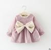 Q157 Roupas Infantis Primavera Novas Meninas Engrossado Vestido Forrado de Lã Manga Comprida Saia Grande Arco Saia Infantil