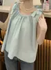Camisa holgada sin mangas de estilo dulce para mujer, nueva versátil de primavera/verano, informal, que favorece la figura, tipo babydoll con tirantes de corbata