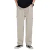 Nova Marca de Moda Masculina Estilo Americano Jeans de Trabalho Cor Damasco Tecido de Algodão Calças Casuais Largas de Perna Reta