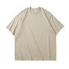 Moda marca pesada 340g algodão manga curta T-shirt solto oversize cor sólida fundo T-shirt masculino e feminino meia manga impressão