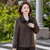 Coleção de outono transfronteiriça para mulheres de meia-idade: casaco curto estiloso, de lã mista, dupla face, perfeito para primavera e outono, e uma opção de agasalho da moda para mulheres de meia-idade e idosas