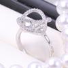 Accesorios de Perlas DIY Portafolio Vacío Chapado en Cobre Oro de 18K Nido de Pájaro Anillo de Circonita y Jade Portafolio Vacío Personalidad Atmosférica Accesorios para Mujer