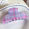 Presilha de cabelo de bolinhas estilo coreano, presilha de cabelo xadrez, presilha de cabelo listrada da moda para a nuca, acessório de cabelo tipo pinça de tubarão estilo floresta para mulheres