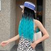 Peluca sombrero cabello rizado seda de alta temperatura permanente de maíz color degradado peluca pieza de peluca desmontable moda peluca sombrero degradado
