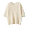 Nuevo Estilo Otoño e Invierno 100% Cachemira Pura Suéter de Cuello Redondo Tejido de Punto Cepillado de Manga Corta Tejido Suave Ropa Exterior Versátil para Mujer