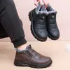 Botas de Nieve Gruesas de Terciopelo Cálido de Invierno para Personas de Mediana Edad y Mayores, Antideslizantes Impermeables Fáciles de Poner Zapatos de Papá, Botas de Algodón Resistentes al Frío para Hombre