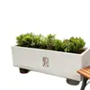Juego de maceteros rectangulares de fibra de vidrio blancos para áreas de espera de aeropuertos, macetas decorativas con plantas verdes, bancales de plantación para interiores y exteriores