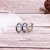 Venta Directa del Fabricante de Joyería de Acero de Titanio Moda Europea y Americana Anillo Personalizado de Acero Inoxidable Azul Incrustado con Diamantes Anillo de Pareja