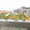 Adornos de Paloma Simulada Esculturas de Pájaros Animales Adornos Exteriores de Acero Inoxidable Imitación Cobre Decoraciones para Patio Jardín Interior