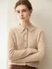Cardigan de tricô liso de manga comprida para outono/inverno, novo estilo, com gola de lapela, elegante e adequado para o trabalho.