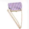 2023 Nuevo Tejido Cuadros Bolso Pequeño Cuadrado Cruzado de Hombro para Mujer Bolso para Teléfono Móvil Bolso de Cadena Hebilla de Clip
