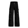 Pantalones de Trabajo Rectos de Calle Estilo Retro Americano Oreeta para Hombres y Mujeres, Pantalones Anchos Casuales de Corte Recto Suelto