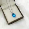Conjunto de anéis de água-marinha mais vendido em live do TikTok, moderno e elegante, pingente de colar oval e brincos de diamante integral de alta qualidade