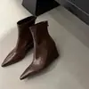 Botines de Tobillo de Tacón de Cuña con Punta Aguda de Estilo Francés Nuevos para Primavera y Otoño 2026 para Mujer, Botas Delgadas Versátiles con Diseño Único, Botas de Moda