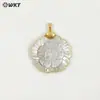 Wt-Jp442 Flor de Concha Gris Natural Diseño Estéreo Colgante Personalizado Joyería Hecha a Mano DIY Productos Semiacabados