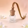 Botella de Vidrio Transparente Colgante Difusor de Aroma para Coche Cuerda Marrón de Cintura Alta Botella Redonda Plana 10ml Botella Vacía Botella Difusora de Aroma para Coche