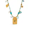 Wanxing Cadena de Clavícula Apilada con Colgante de Acero de Titanio Acero Inoxidable, Collar de Piedra Natural Turquesa Azul Retro Transfronterizo Europeo y Americano