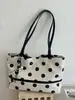 Bolsa de lona con lunares estilo coreano para mujer, nuevo modelo de verano 2026, bolso de mano de gran capacidad, bolso de hombro casual para el día a día