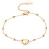 Tobillera de acero de titanio de oro de 18 quilates de verano para mujer, joyería en stock, cadena de cuentas simple, tobillera con corazón de amor
