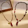 Cadena para Suéter Ovalada con Forma de Frijol, con Cuentas de Acrílico y Circonita Europea y Americana, Estilo Étnico Retro, Collar Personalizado de Alta Gama para Mujer