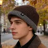 Nuevo Gorro de Punto con Bloques de Color Transfronterizo para Hombres y Mujeres, Gorro Corto, Elegante Gorro Cálido de Invierno, Versátil Gorro de Punto para Otoño e Invierno
