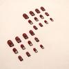 Uñas postizas con diseño de diamante rojo vino brillante para Año Nuevo, polvo dorado brillante, gran oferta.