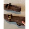 Primer Encuentro de la Temporada: Zapatos Mary Jane Retro de Gamuza con Punta Fina y Tacón Grueso de Moda para Mujer, Zapatos de Tacón Medio de Color Sólido y Correa Única Versátiles