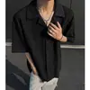 Nova Camisa Jacquard de Seda Gelada Peso Pesado Gola Cubana Verão 2026 Estilo Europeu e Americano Tendência de Moda Versátil Manga Curta