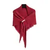 Chal de Mezcla de Lana para Mujer, Bufanda Triangular, Chal Tejido para Otoño e Invierno, Cálido y de Estilo Bohemio