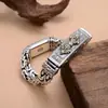 Elegante, Estiloso e na Moda Novo Bracelete Masculino de Prata Estilo Vintage com Design Único