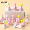 Chapéu Mini com Laço Estilo Coreano Decoração de Bolo Ornamento Pom-Pom Chapéu de Aniversário Decoração de Mesa de Confeitaria